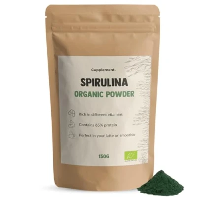 Afbeelding van Cupplement Spirulina Poeder 150 Gram Biologisch Gratis Scoops Geen tabletten, capsules of vlokken Supplement Superfood Hawaii Chlorella Alg Algen