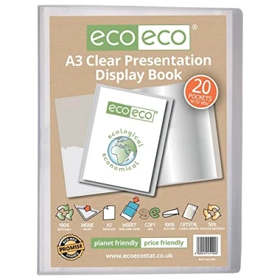 Afbeelding van eco Transparante presentatiemap met 20 hoezen van 50% gerecycled kunststof, A3 formaat eco100