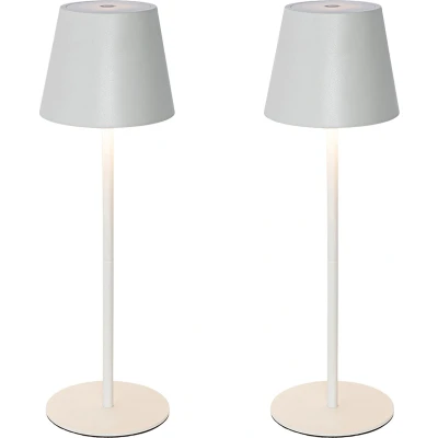 Afbeelding van QAZQA Set van 2 tafellampen wit met dimmer en oplaadbaar Murdock