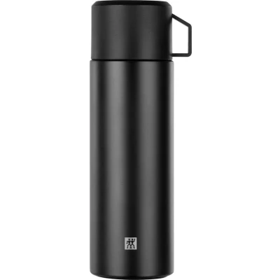 Afbeelding van Zwilling Thermosfles, geïntegreerde beker, thermokan, dubbelwandige isolatie, 1 l, hoogte: 28, cm, zwart