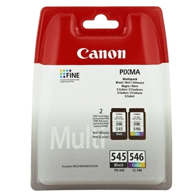 Image de Cartouches d&#039;encre Canon Pixma PG 545 Noire + CL 546 Couleurs, Multipack (8287B006)
