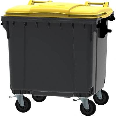 Afbeelding van Container 1100 liter vlak deksel grijs/geel
