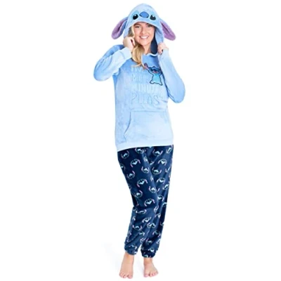 Afbeelding van Disney pyjama voor dames, set van fleece, Stitch Minnie, Iejoor, Blauwe