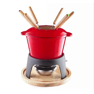 Afbeelding van Lacor Fondue Set 1,2L Emaille Kaas Chocolade Fondueset Inclusief 6 Vorken