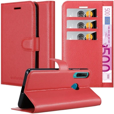 Afbeelding van Cadorabo Hoesje geschikt voor Honor 20e in KARMIJN ROOD Beschermhoes met magnetische sluiting, standfunctie en kaartvakje Book Case Cover Etui