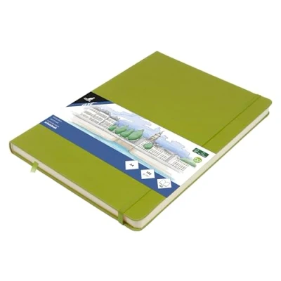 Afbeelding van Kangaro schetsboek A4 lime green hardcover kaft met elastiek en lint K 861249