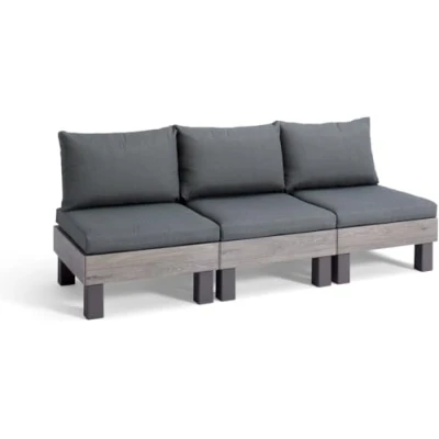 Afbeelding van Keter Signature Elements 3 zits Loungebank met groene kussens Cappuccino/Ashwood