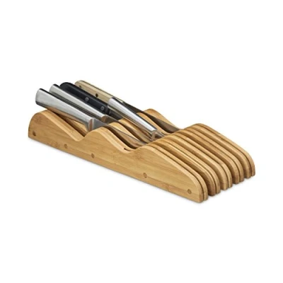 Afbeelding van Relaxdays messenblok lade messenhouder bamboe messen organizer messenlegger leeg L
