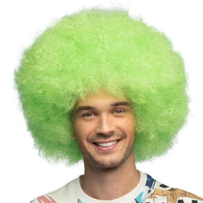 Afbeelding van Boland Pruik Sugar neongroen Groen,Neon Krullen Kort Vrouwen Clown