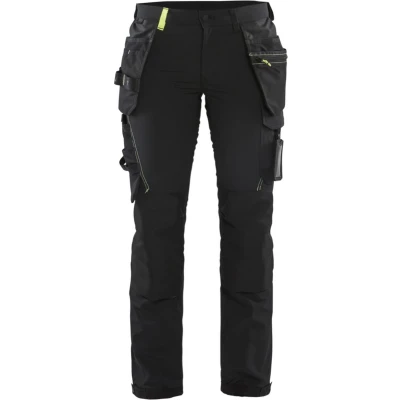 Afbeelding van Blaklader Dames 4 weg stretch werkbroek 7192 1645 Zwart/High Vis Geel D21