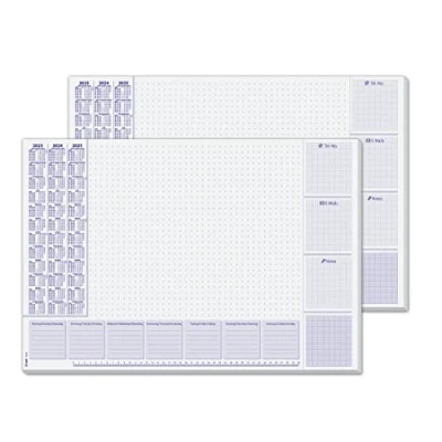 Afbeelding van SIGEL HO355 bureauonderlegger van papier, 3 jaar en weekplanner 2023/24/25, A2 (59,5 x 41 cm), blauw wit, 2 30 vellen