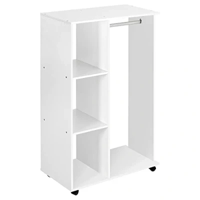 Afbeelding van HOMCOM Kledingkast, opbergkast, beweegbaar, spaanplaat, wit