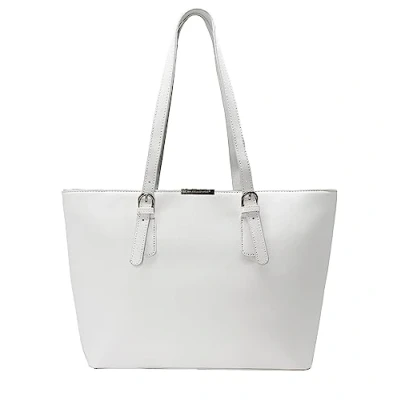 Afbeelding van David Jones Winkeltas voor dames, groot formaat, schooltas meisjes, boodschappentas, schoudertas, PU leer, lange handgreep, shopper, grote capaciteit, A4, studententas, Wit., draagtas