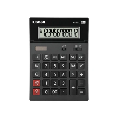 Image de Canon AS 2200 Calculatrice de bureau 12 chiffres panneau solaire, pile gris foncé