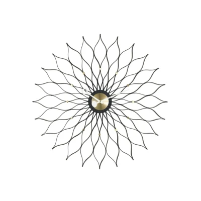 Afbeelding van Vitra Sunflower Clock Wandklok Zwart/messing Pot Interieur