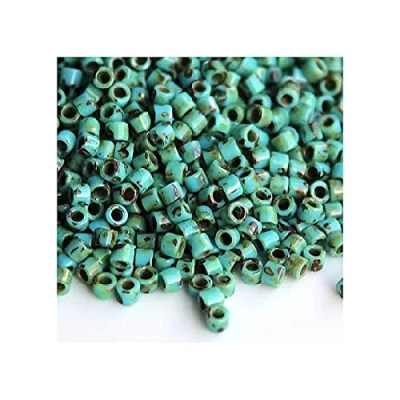 Afbeelding van 5g Miyuki Delica 11/0 (1,6 mm) Rotstuinen, Turquoise Blue Picasso (Turquoise Picasso, DB2264)