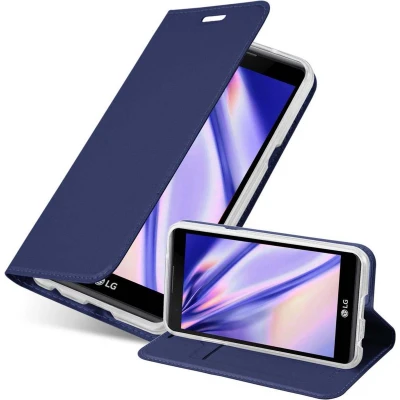 Afbeelding van Cadorabo Hoesje geschikt voor LG X POWER in CLASSY DONKER BLAUW Beschermhoes met magnetische sluiting, standfunctie en kaartvakje Book Case Cover Etui