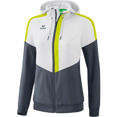 Afbeelding van Erima Squad tracktop jack met capuchon dames wit/slate grey/lime