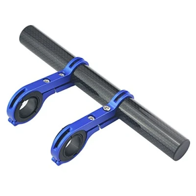Afbeelding van UPANBIKE Fietsstuurverlenging dubbel frame van koolstofvezel tang voor fietssnelheidsmeter, koplamp, lamphouder (blauw, twee klemmen)
