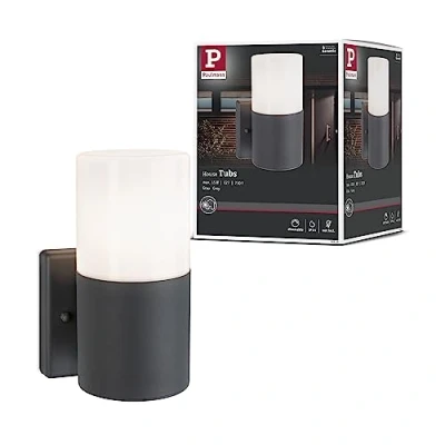 Afbeelding van Paulmann Tubs Wandlamp IP44 rond max. 15W Grijs mat Metaal Kunststof tuin