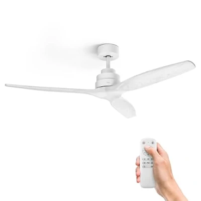 Afbeelding van Ufesa CFTB Plafondventilator, 40 W, 6 snelheden, ultrastil, 3 bladen van natuurlijk hout, 132 cm, zomerfunctie, winter, timer 8 uur, afstandsbediening, wit