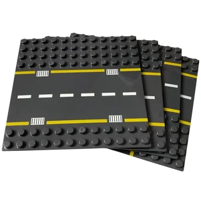 Afbeelding van Apostrophe Grondplaten voor grote bouwblokken compatibel met alle merken (straten, 4 stuks)