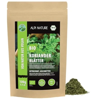 Afbeelding van biologische korianderbladeren (100 g), gedroogde korianderbladeren, van gecontroleerde teelt, 100% natuurlijke zonder additieven