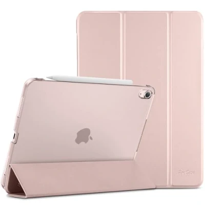 Afbeelding van ProCase voor iPad Air 5e generatie 2022 / 4e 2020, 27,7 cm slanke standaard harde achterkant shell smart cover [geschikt potlood 2 opladen] roze