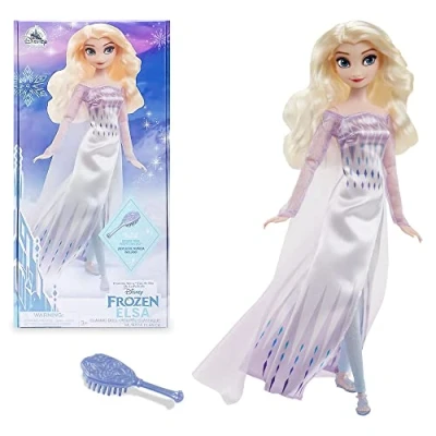 Afbeelding van Disney Store Pop voor kinderen, Koningin Elsa, Frozen 2, 29 cm, met zilveren borstel en gevormde details, volledig beweegbaar speelgoed, geschikt kinderen vanaf 3 jaar
