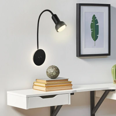 Afbeelding van BRILONER Wandlamp 2178015 Zwenkbaar Warm wit 2700K Tegenlichteffect Tuimelschakelaar Gloeilamp niet inbegrepen 39 x 12 19 cm Zwart