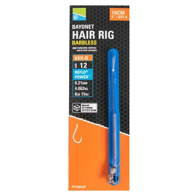 Afbeelding van Preston KKH B Bayonet Hair Rigs Barbless 10cm (8 pcs) Maat : Haak 14 0.21mm