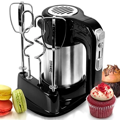 Afbeelding van Duronic HM3 Handmixer, 300 W, 5 snelheden, inclusief 2 mixers, kneedhaken en opberghouder, turbo functie, heerlijke taart, koekjes brood, mix van ingrediënten,