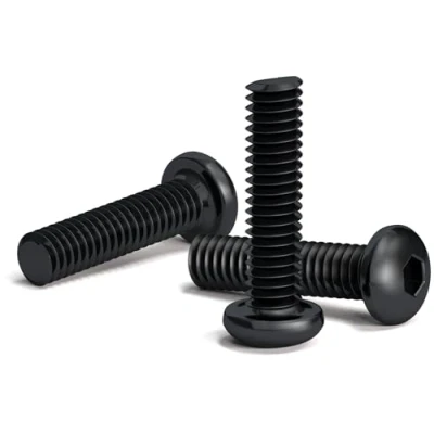 Afbeelding van Lot de 200 vis noires M2,5 x 10 mm avec Tête ronde hexagonale pour clé Allen en alliage d&#039;acier classe 12.9. Longueur : mm. bouton ISO 7380. Acier trempé au carbone haute dureté
