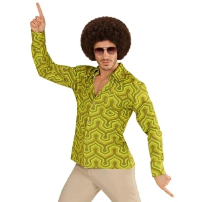 Afbeelding van WIDMANN Groen groovy jaren 70 blouse voor mannen XXL