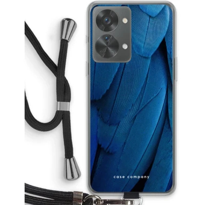 Afbeelding van Case Company® hoesje met Koord geschikt voor OnePlus Nord 2T Pauw Telefoonhoesje Zwart Bescherming aan alle Kanten en Over de Schermrand