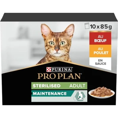 Afbeelding van 10x85g PURINA PRO PLAN Cat Gesteriliseerd Adult Onderhoud Rund &amp; Kip natvoer voor katten