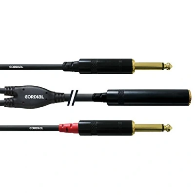 Afbeelding van Cordial CFY 0,3 KPP Audio Y adapter [1x Jackplug female 6,3 mm 2x male mm] 30.00 cm Zwart
