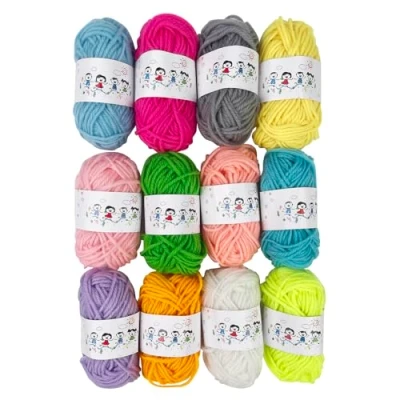 Afbeelding van Fousenuk 12 kleuren breiwol, 10 g/20 m, haaknaald, katoen, grof gebreid, acryl, meerkleurig, Aryl, ultrazacht, voor handweven