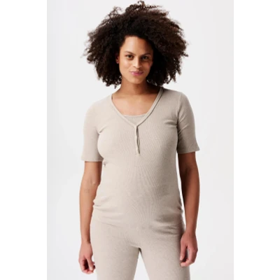 Image de Zwangerschaps Pyjamatop met voedingsfunctie Renate Taupe Melange XS/S