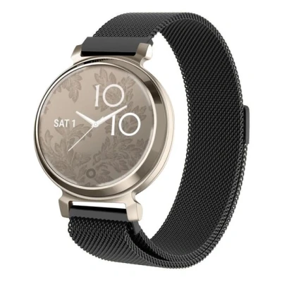 Afbeelding van Milanese bandje Zwart Garmin Lily 2 RVS Horlogebandje