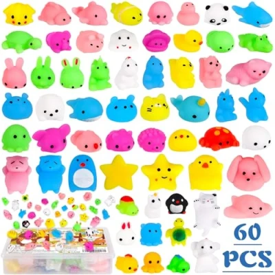 Afbeelding van ZZXLOPEZ 60 stuks knijpspeelgoed, squishies, Mochi Squishy speelgoed, Kawaii kleine dieren, anti stress reliëf, speelgoed voor kinderfeest, kerstcadeau, verjaardagscadeau, verlichting van de