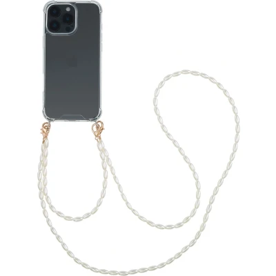 Afbeelding van imoshion Hoesje Geschikt voor iPhone 16 Pro Max met koord Backcover + armband Parels Transparant