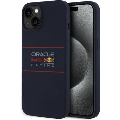 Afbeelding van Red Bull Racing Silicone Oversize Horizontal Logo Back Cover hoesje met MagSafe voor Apple iPhone 15 Donkerblauw