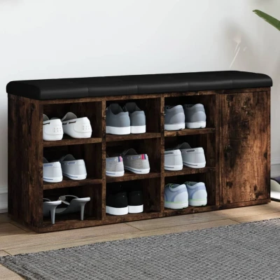 Afbeelding van Schoenenbank 102x32x50 cm bewerkt hout gerookt eikenkleurig