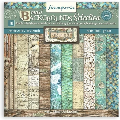Afbeelding van Stamperia Songs of the Sea Maxi Background 12x12 Inch Paper Pack (SBBL142)