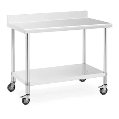 Afbeelding van Royal Catering Roestvrijstalen tafel met wielen 60 x 120 cm opstand 158 kg draagvermogen royal_catering