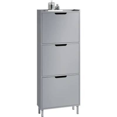 Afbeelding van SoBuy schoenenkast, schoenenkast met 3 kleppen, entreekast voor schoenen, grijs, 50 x 19 129 cm, FSR151 H HG
