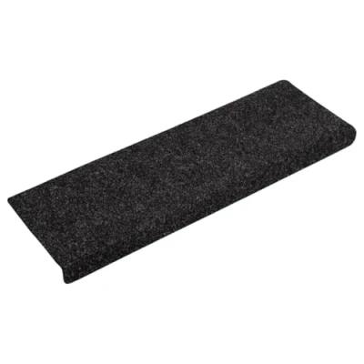 Image de vidaXL Tapis d&#039;escalier 15 pcs Tissu aiguilleté 65x21x4 cm Noir134563
