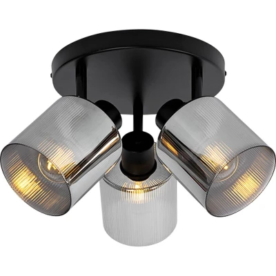 Afbeelding van QAZQA laura Art Deco Plafondspot Spotje Opbouwspot 3 lichts Ø 47 cm Grijs Woonkamer Slaapkamer Keuken