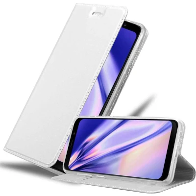 Afbeelding van Cadorabo Hoesje geschikt voor Samsung Galaxy A8 2018 in CLASSY ZILVER Beschermhoes met magnetische sluiting, standfunctie en kaartvakje Book Case Cover Etui
